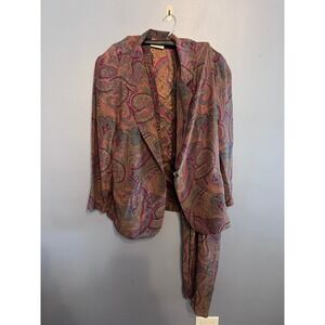 Vintage Liz Claiborne Collection 100% Silk Autumnal Paisley Women's 3 Piece Set